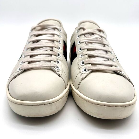 Gucci Ace Bee Embroidered Sneakers White leather Web Stripe Size EU 39.5 US 9.5 - Picture 3 of 14